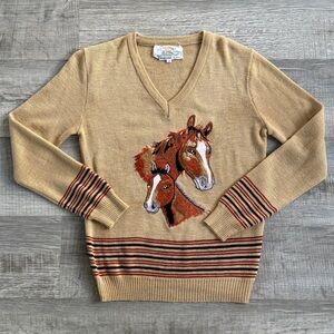 Vintage Cyn Les Shirlee Equestrian/Horse Embroidered Sweater (size M)
